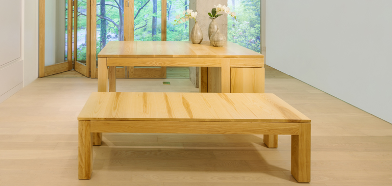 A "simple" dining table with matching bench