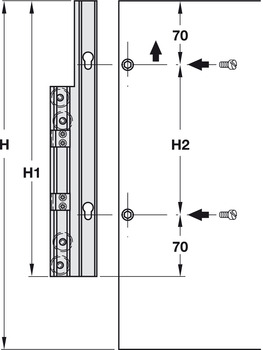 Sliding door fitting, Slido Vertico 15 VF S W, Vorfront – for 2 synchronized running doors