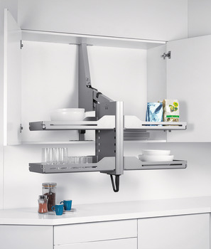Hook-in shelf, for lift fitting for wall unit