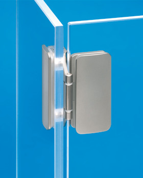 Glass door hinge, inset, 3 mm gap, opening angle 180°
