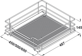 Base unit internal drawer box with railing, for Pull Out Storage Set, Vauth-Sagel VS SUB Basket