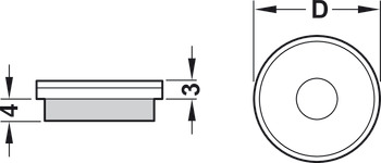 Felt glide, round, for press fitting Ø 20–50 mm