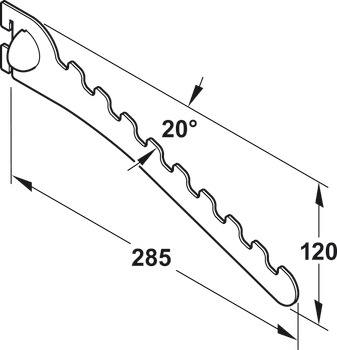 Clothes hanger rail, Steel, with angle of incline 20° and 9 notches