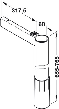 Table leg, round/straight, with screw-on bracket, Häfele Idea 300/400