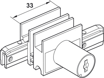End piece, with lock for cylinder core, With counterpiece and glass groove