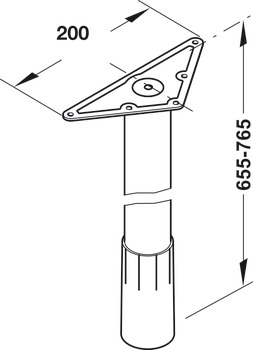 Table leg, with screw-on plate, for Idea 300