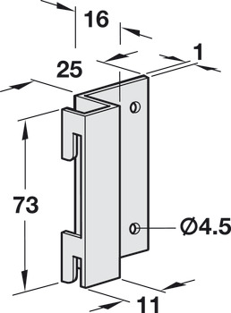Rear panel hook, for panel fixing from the front