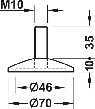 Base element, Round, for glide inserts Ø 25 mm