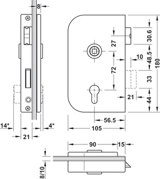 PC lock for glass doors, GHP 103, Startec