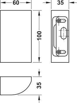 Strike patch, for sliding door lock with compass bolt, for wall connection