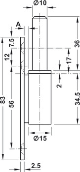 Frame part, G 22-21, with ring pin, Simonswerk, for interior doors