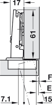 Concealed hinge, Häfele Duomatic Plus 110°, full overlay mounting