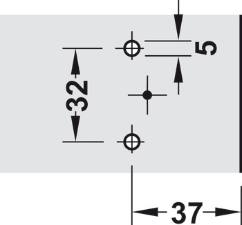 Cruciform mounting plate, Häfele Metallamat A, height adjustment via slot