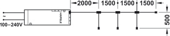 4-way extension lead, Häfele Loox, 2-pol. (monochrom)