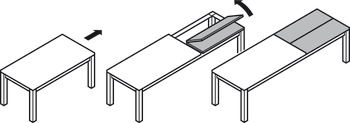 Ball bearing runners, For 1 or 2 folding extension leaves, for tables without frame