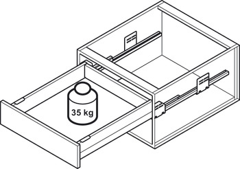 Drawer side runner system, Häfele Matrix Box P35, drawer side height 60 mm, load bearing capacity 35 kg