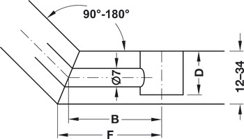 Mitre-joint connector, with joint, for twin mounting, double-ended bolt