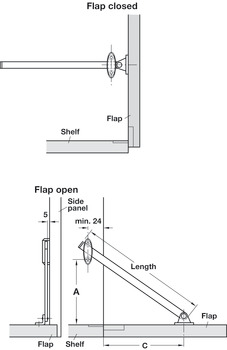 For wooden flaps, adjustable braking effect
