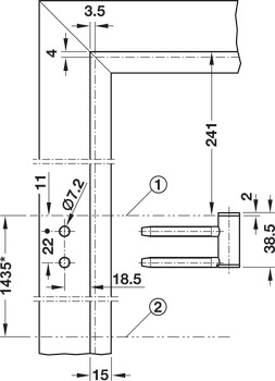 Frame part, V 4400 GL, Simonswerk, for interior doors