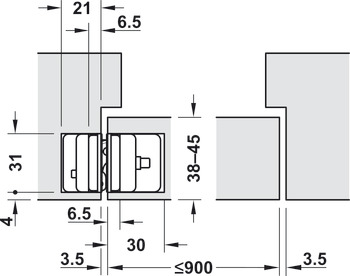 Door hinge, Startec H12, concealed, for flush interior doors up to 60/80 kg