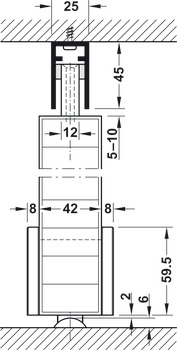 Sliding door fitting, Häfele Slido D-Line802 150T, set, with segment circle roller