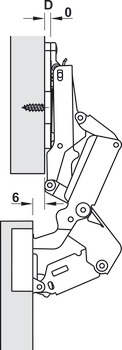 Concealed hinge, Häfele Duomatic Plus 155°, full overlay mounting