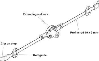 Extending rod lock, Häfele Symo, travel 16 mm