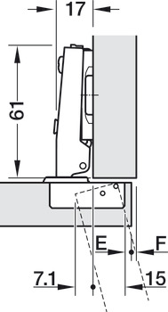 Concealed Cup Hinge, Häfele Metalla 510 SM 105°, full overlay mounting
