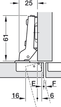 Concealed Cup Hinge, Häfele Metalla 510 SM 105°, half overlay mounting/twin mounting