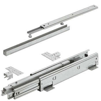 Pull-out cabinet runners, Full extension, load bearing capacity up to 120 kg, steel/plastic