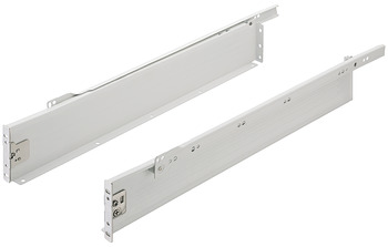 Drawer side runner system, single-walled, Häfele Matrix Box Single A25, single extension, height 86 mm, white, RAL 9010