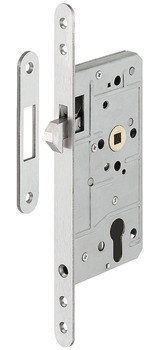 Mortise lock, for sliding doors, with hook latch, profile cylinder