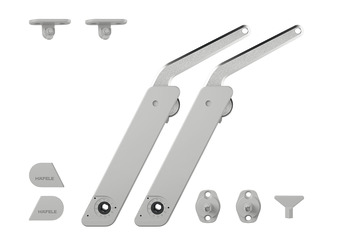 Stay flap fitting, Häfele Free flap H 1.5, metal supporting arm, 2-piece set