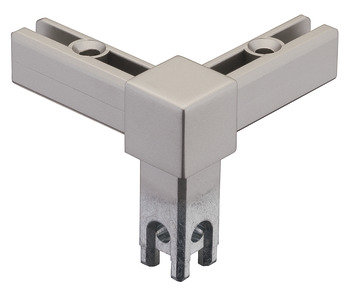 Corner joint, for wall shelf, aluminium shelf system