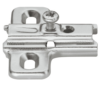 Cruciform mounting plate, Häfele Metalla 510 A, steel or zinc alloy, with chipboard screws, edge distance 28 mm
