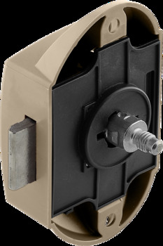 Deadbolt rim lock, with push-button locking