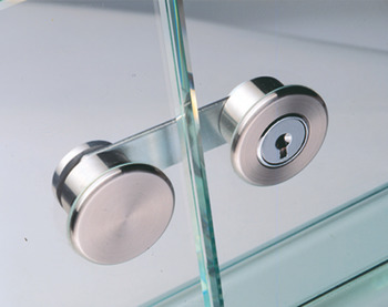 玻璃门拨片锁, CAM，带片式锁芯，适合双开门，适合胶粘固定