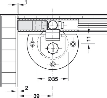 门磁吸, 用于插入顶部滑轨，Häfele Slido F-Line11 12A，内嵌式