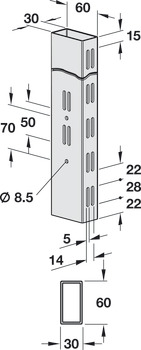 层板系统的栏杆, 60*30 mm