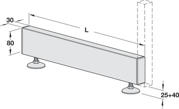 栏杆脚, 插头，适用于层板系统栏杆 30 x 30/60 x 30 mm