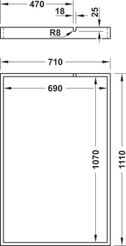 双向开启滑轨, 适合 1 或 2 节折叠扩展桌板，适合无框桌