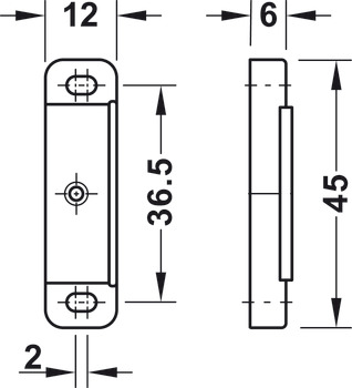 磁吸, 适用于单门，吸力3.0 – 4.0，螺钉固定