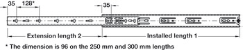 滚珠滑轨, 半拉伸，Accuride 2132，承重最大 35 kg，钢质，侧边安装