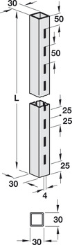 层板系统的栏杆, 30*30 mm