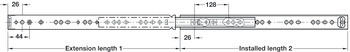 滚珠滑轨, 全拉伸，Accuride 2642，承重最大至 45 kg，钢质，侧边安装，开槽安装滑轨