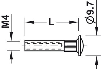连接螺钉, 适用于 Ø5 mm 螺纹钻孔，带 M4 螺纹
