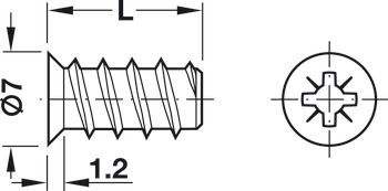 欧式螺钉, Varianta，平沉头，PZ，钢质，全螺纹，钻入木质材料 , 适用于Ø 5 mm 钻孔