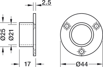 挂衣杆托, 适用于挂衣杆，圆形， Ø 20 mm