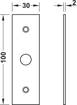 平锁片, 用于带圆形锁栓的推拉门锁体，适用于全玻璃推拉门
