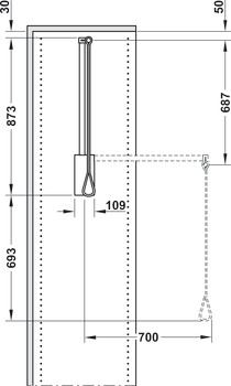 挂衣杆, 带内置阻尼器，用于内部橱柜宽度 560-950 mm
